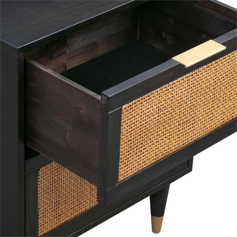 TOV Furniture Sierra 25" H Modern Wood Nightstand in Black/Antique Brass image number 6