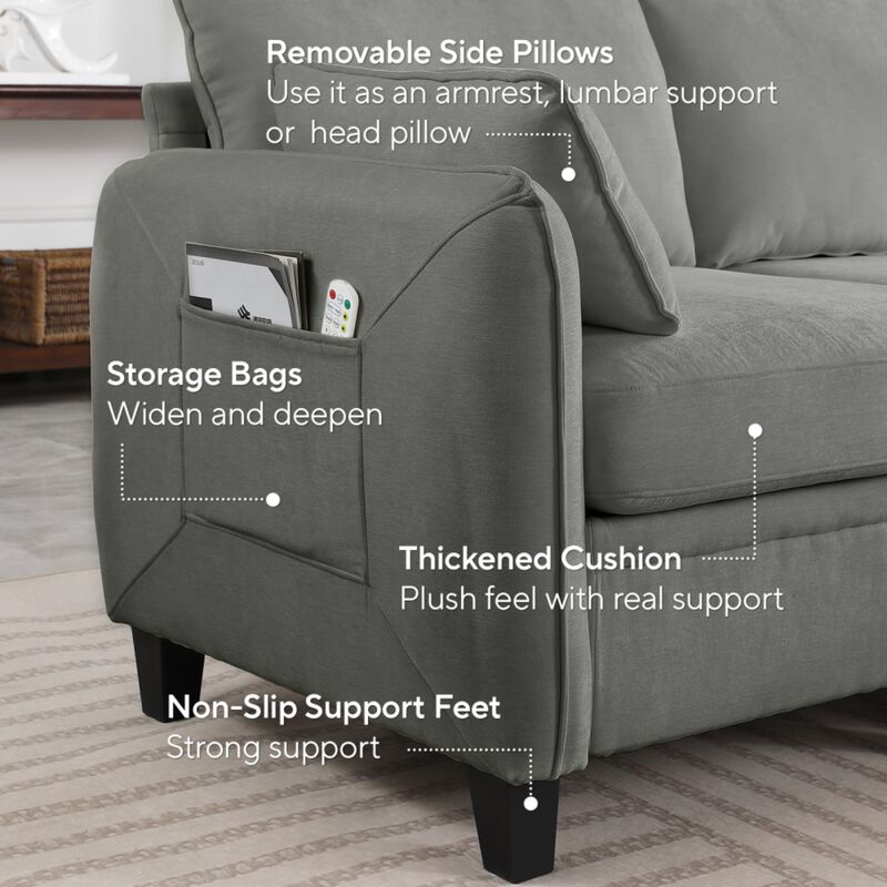Lomfad Chenille Modular L‑Shaped Sectional Sofa image number 3