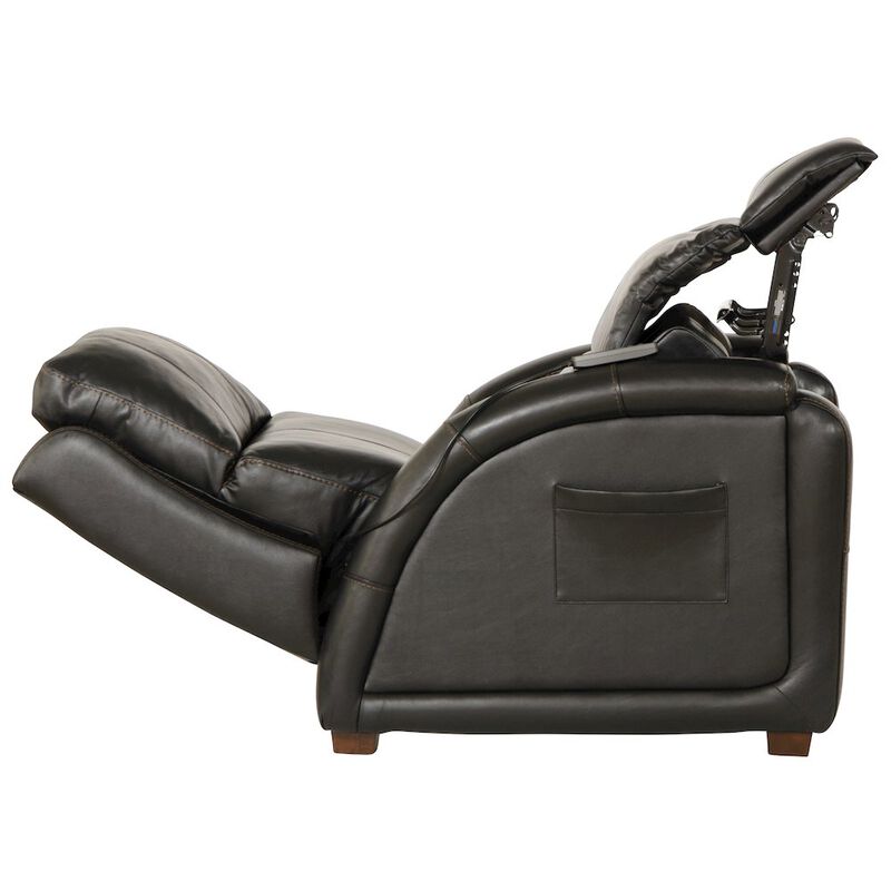 Catnapper Reliever Leather Power Lay Flat Recliner with Power Adjustable Headrest