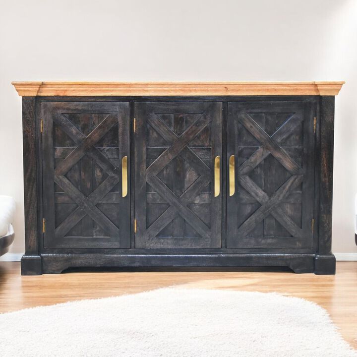 Artisan Furniture Solid Wood Regal Ash Black Rustic Sideboard
