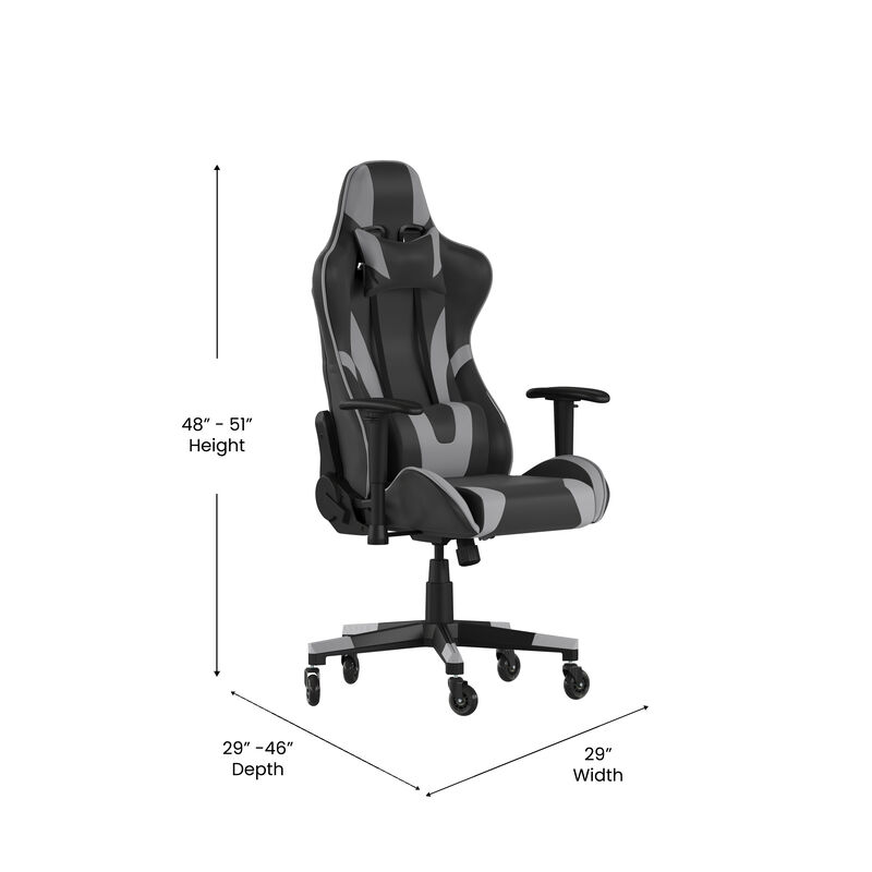 X20 Gaming Chair Racing Office Computer PC Adjustable Chair with Reclining Back and Transparent Roller Wheels in   LeatherSoft