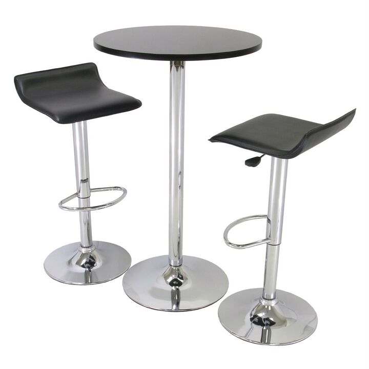 Hivvago 3 Piece Modern Dining Set with Bistro Table and Two Stools