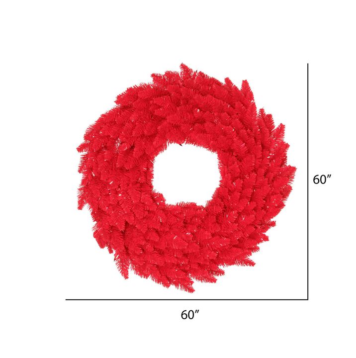 Vickerman 60" Red Fir Artificial Christmas Wreath, Red Dura-Lit LED Lights. - Faux Christmas Wreath - Indoor Seasonal Home Decor