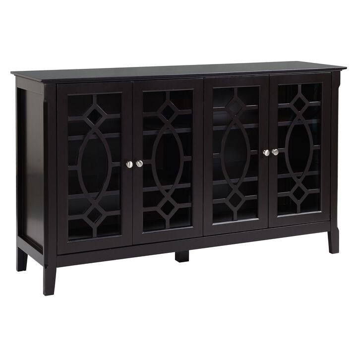 Espresso Dining Storage: Modern Sideboard with Glass Doors
