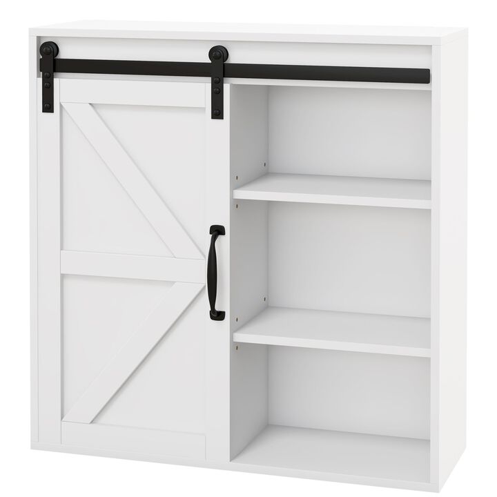 White Wall-Mount Medicine Cabinet: Space-Saving, Sliding Door