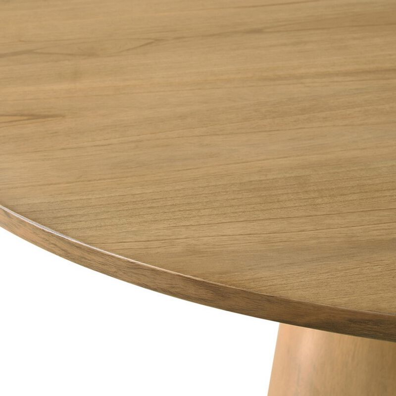 Yuvi 59 Inch Dining Table, Round Tabletop and Pedestal Base, Brown Finish image number 1
