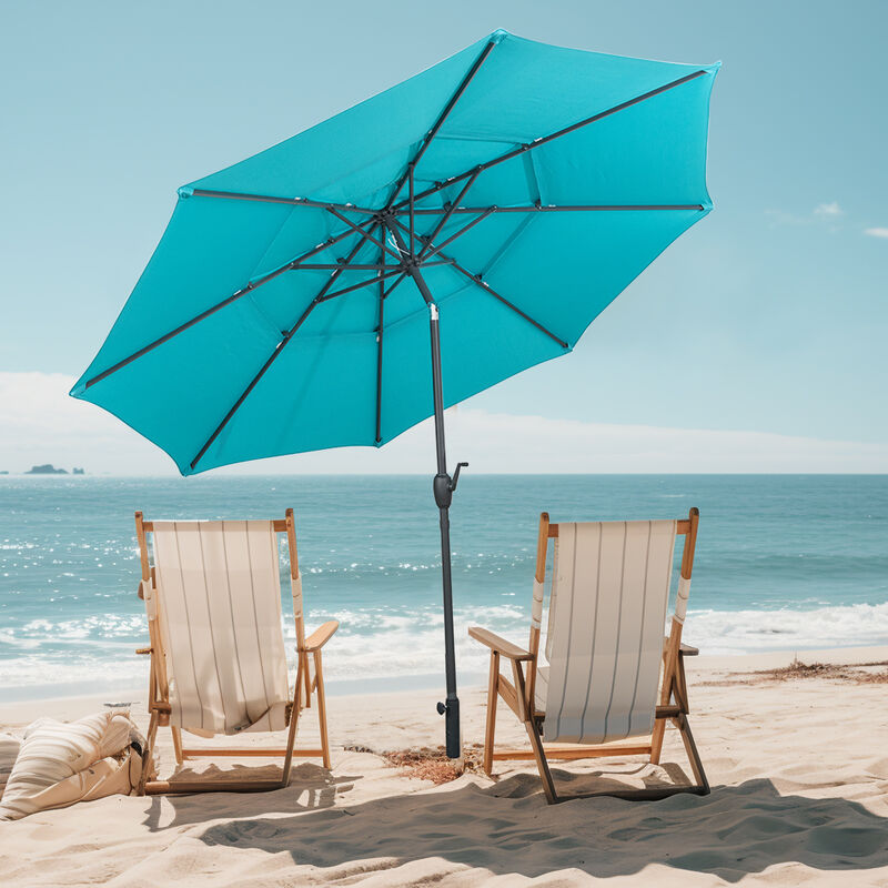 3-Tier Patio Umbrella with Push Button Tilt and Vented Canopy for Outdoor Shade