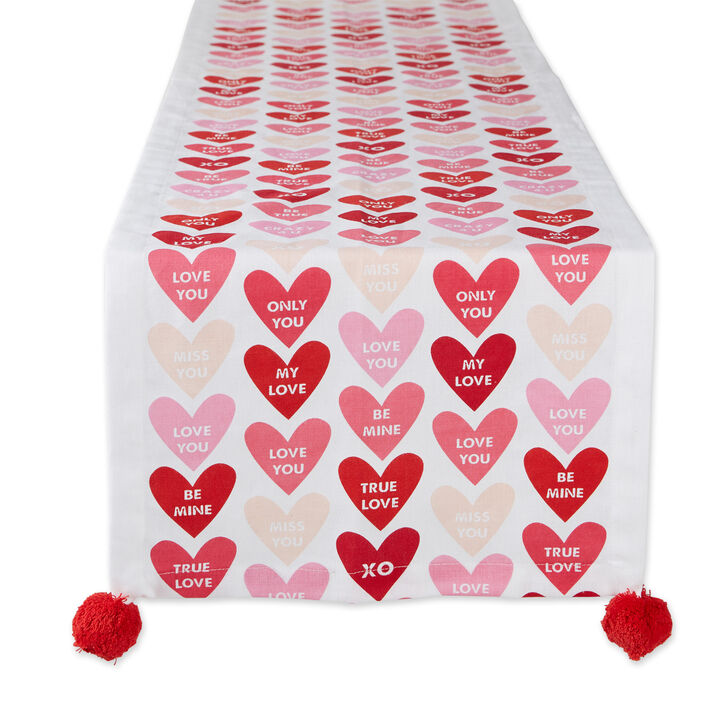 72" Conversation Hearts Valentine's Day Print Table Runner