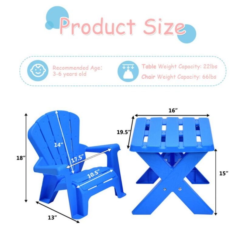 Hivvago 3-Piece Plastic Children Play Table Chair Set