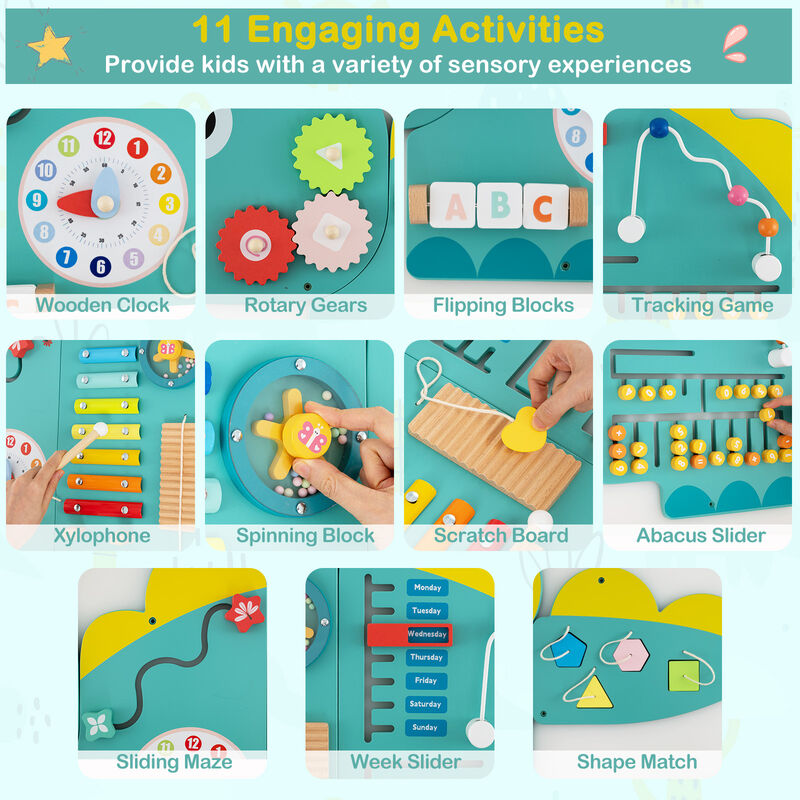 Dinosaur Busy Board 11-in-1 Activity Wall Panels for Education & Early Development image number 4