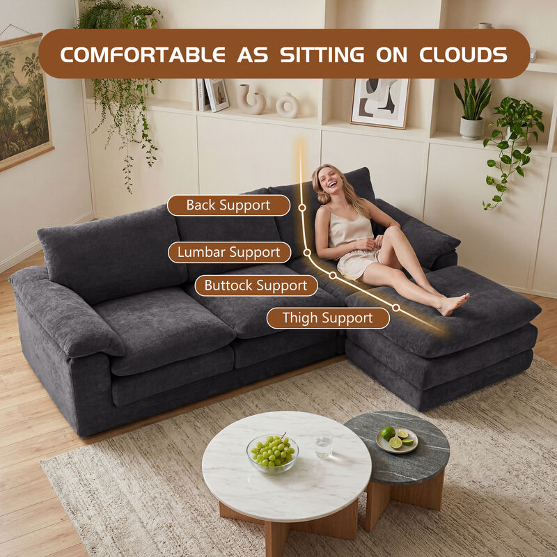 Wafhit L‑Shaped Chenille Sectional Sofa image number 4