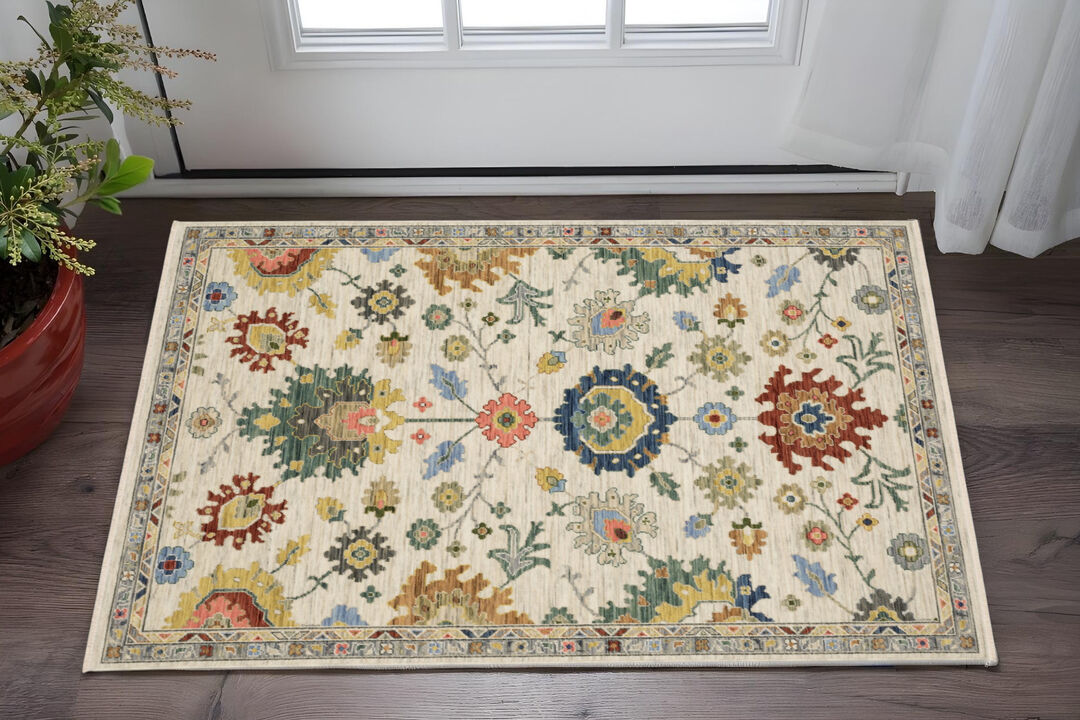 HomeRoots Oriental Area Rug With Fringe