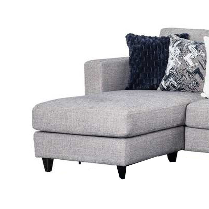 Harie Sectional Sofa with Chaise, 6 Pillow, Light Gray Chenille, 101in - Benzara