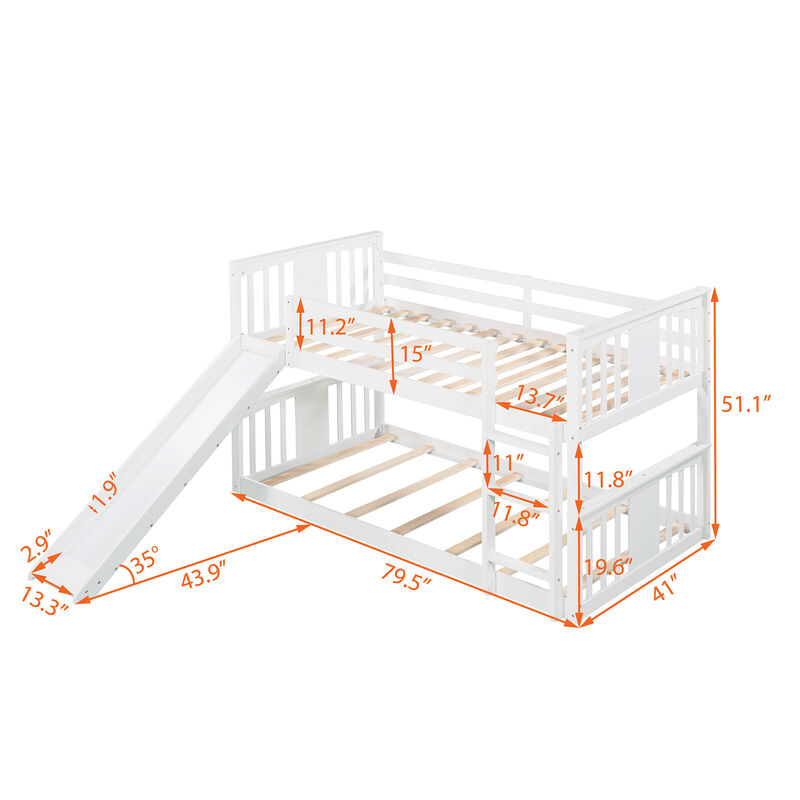 Merax Twin Over Twin Bunk Bed with Slide and Ladder