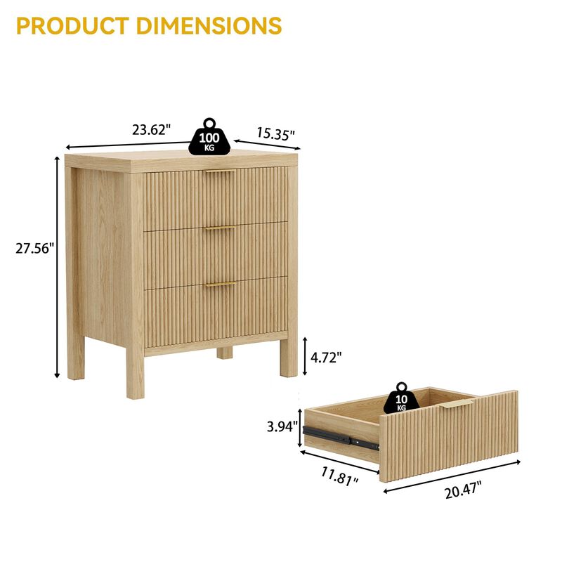 MJADUE Nightstands Set of 2, Bedside Table End Table, Modern Wooden Night Stand with 6-Drawer - Boho Tall End Table Accent Table