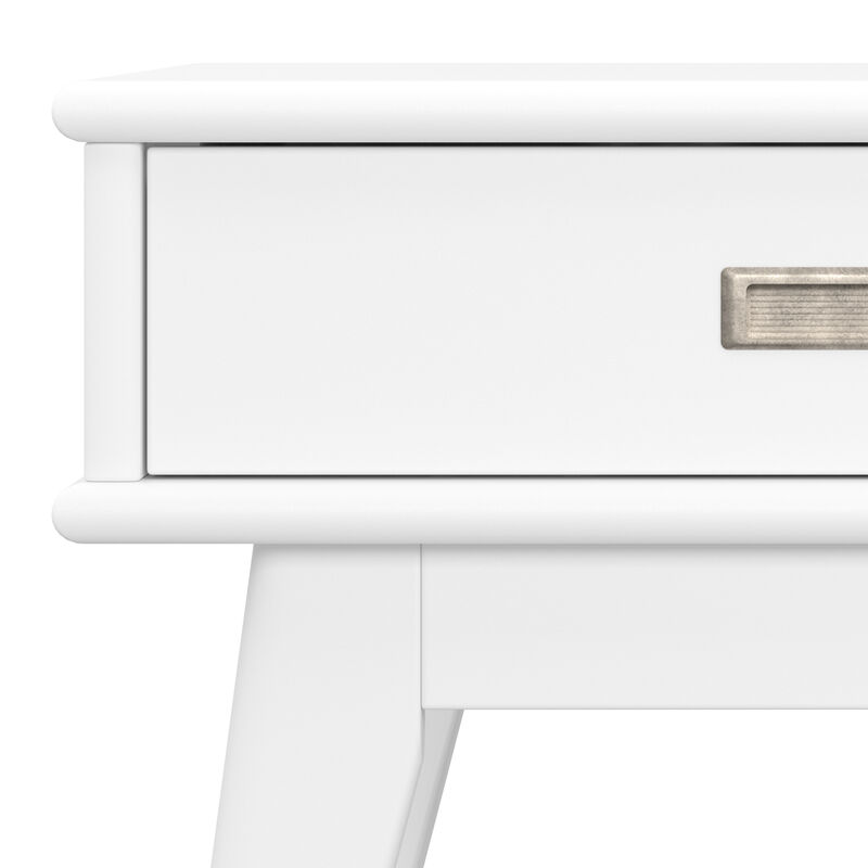 Draper SOLID HARDWOOD 22 inch Wide Rectangle Mid Century Modern End Table in White