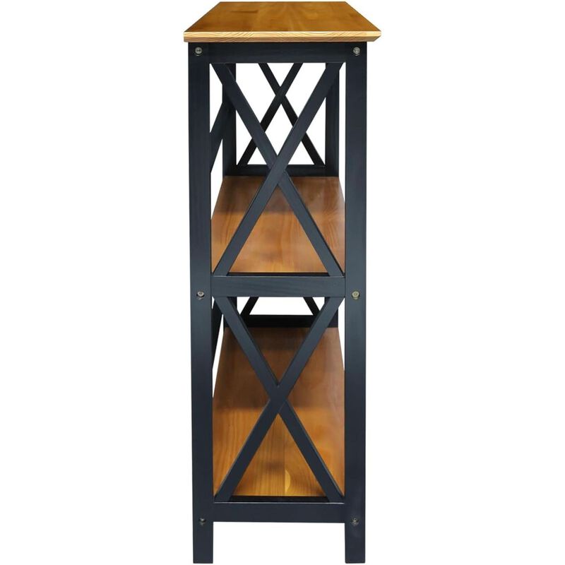 Shelf Bookcase Antique Walnut Black - Three-Shelf X Design image number 2