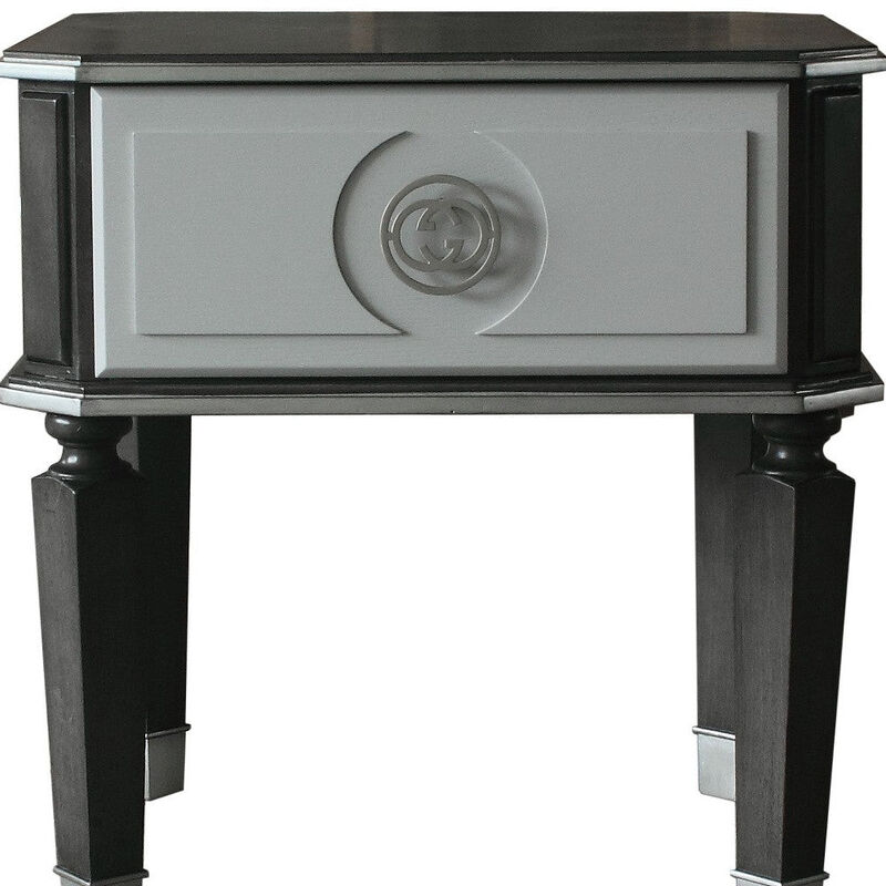 Homezia 24" Charcoal And Light Gray Manufactured Wood Square End Table