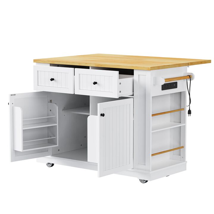 Merax Farmhouse Kitchen Island with Drop Leaf