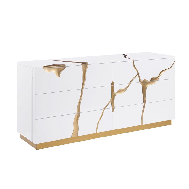 Lacquered Dresser with Striking Crack Accents Base image number 2