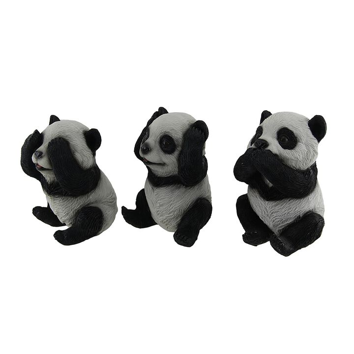 3 Piece See Hear Speak No Evil Sitting Baby Panda Bear Set