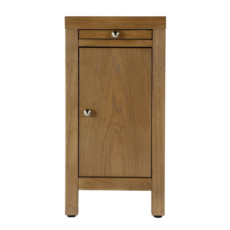 Butler Specialty 12 in. W Rectangular Wood 1 Door Narrow End Table with Pull-Out Tray, Natural