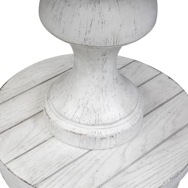 Liberty Furniture Sedona Round End Table in Heavy Distressed White w/ Gravel Top image number 2