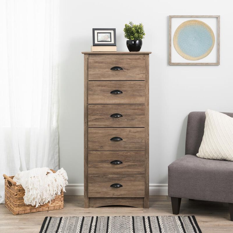 Prepac Salt Spring Tall 6-Drawer Chest, Drifted Gray