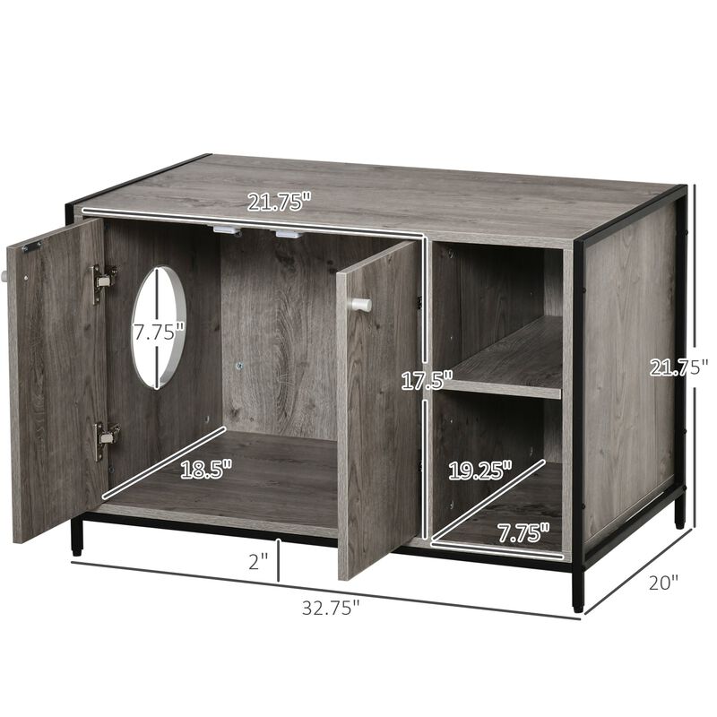 Grey Cat Washroom: Hidden Litter Box Cabinet with Storage image number 2