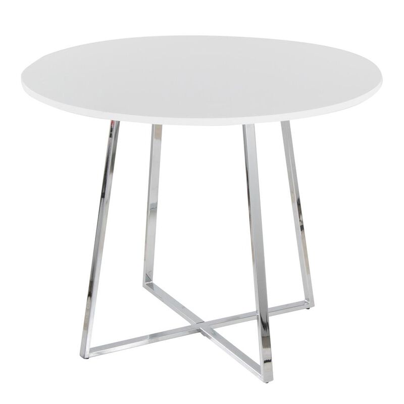 LumiSource Chrome Metal, White MDF Canary Cosmo Dining Table
