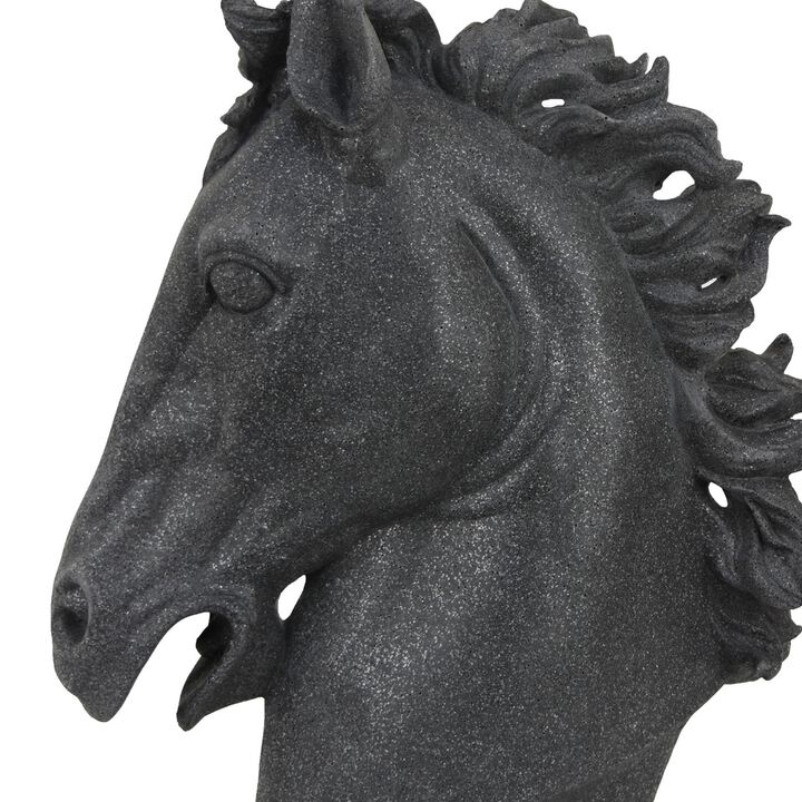 Ellena Horse Head Accent Bust, Highly Detailed Black Resin, 25 Inch - Benzara