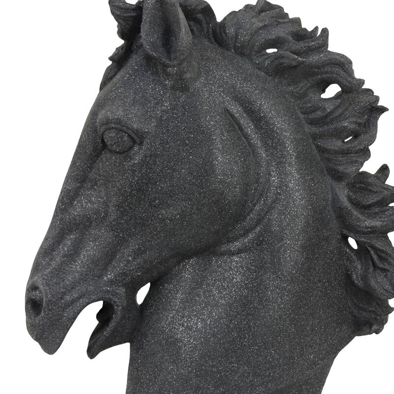 Ellena Horse Head Accent Bust, Highly Detailed Black Resin, 25 Inch - Benzara