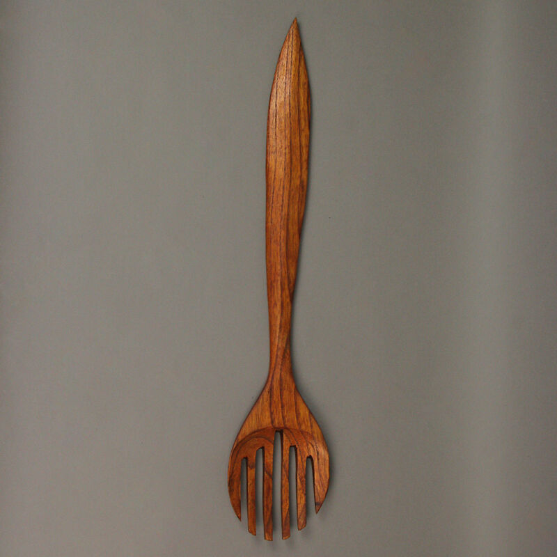 Set of 2 Modern Minimalist Wooden Fork & Spoon Sculpture Wall Hanging Home Decor image number 4