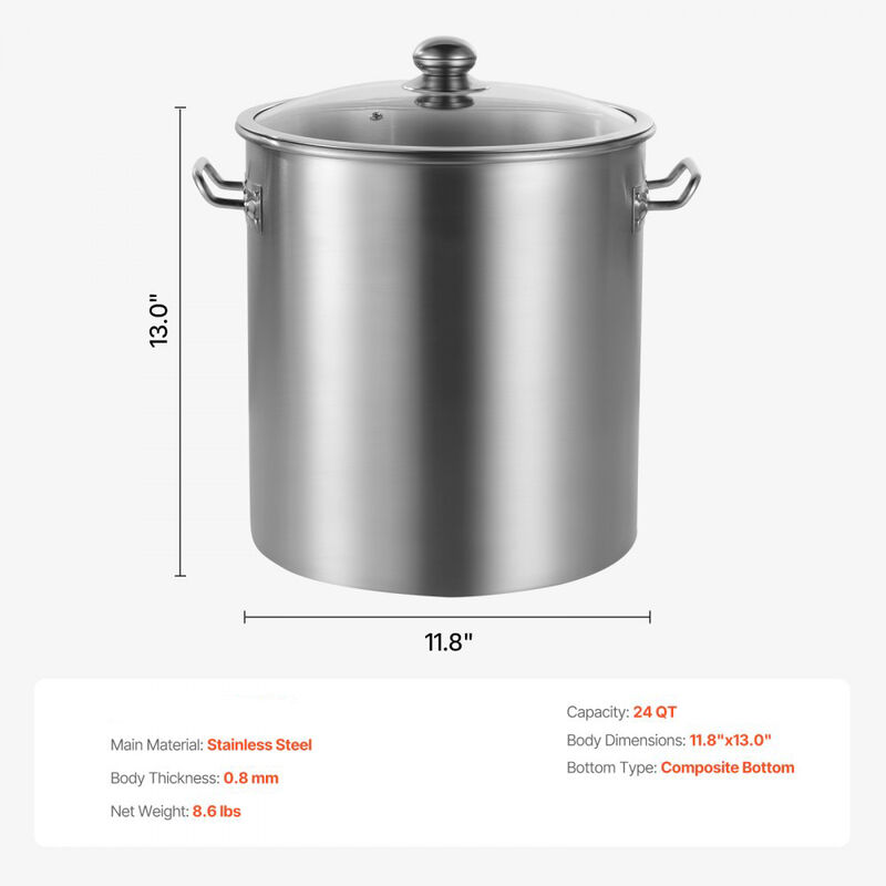 Stainless Steel Stock Pot with Lid, Heavy Duty Cooking Pot for Steaming Boiling Frying image number 2