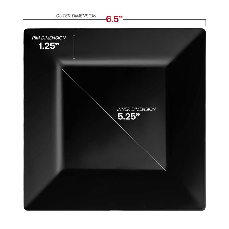Black Square Plastic Plates Dinnerware Value Set (40 Sets) image number 3
