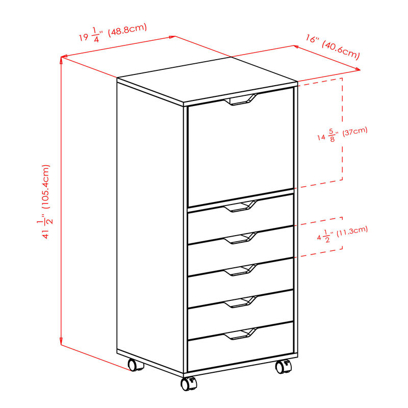 Halifax Tall Storage Cabinet, 5-Drawer, White
