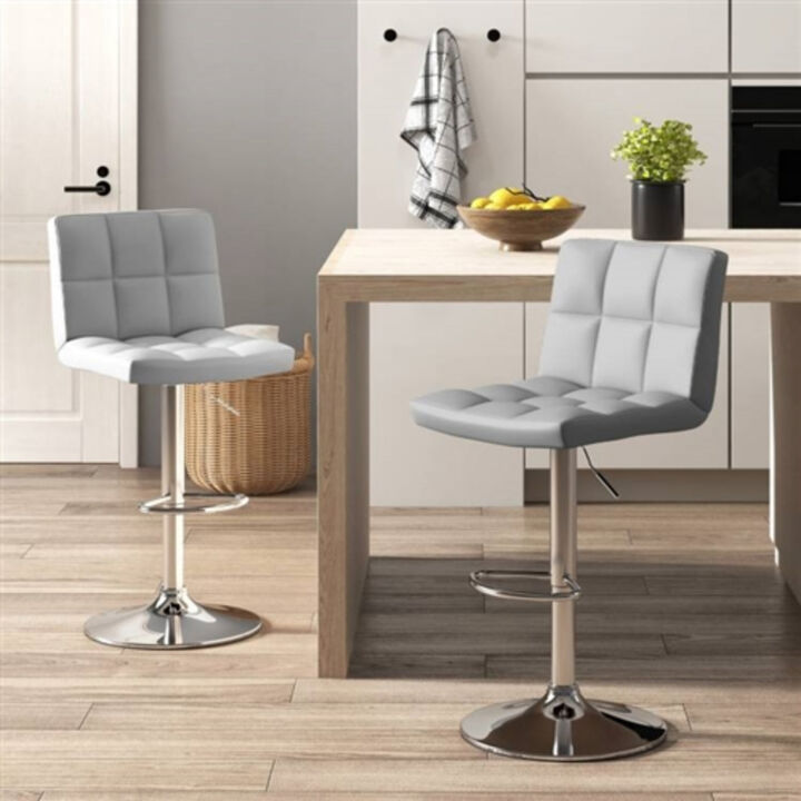 Set of 2 Modern Adjustable Barstools – PU Leather Swivel Seat with Base for Kitchen or Bar