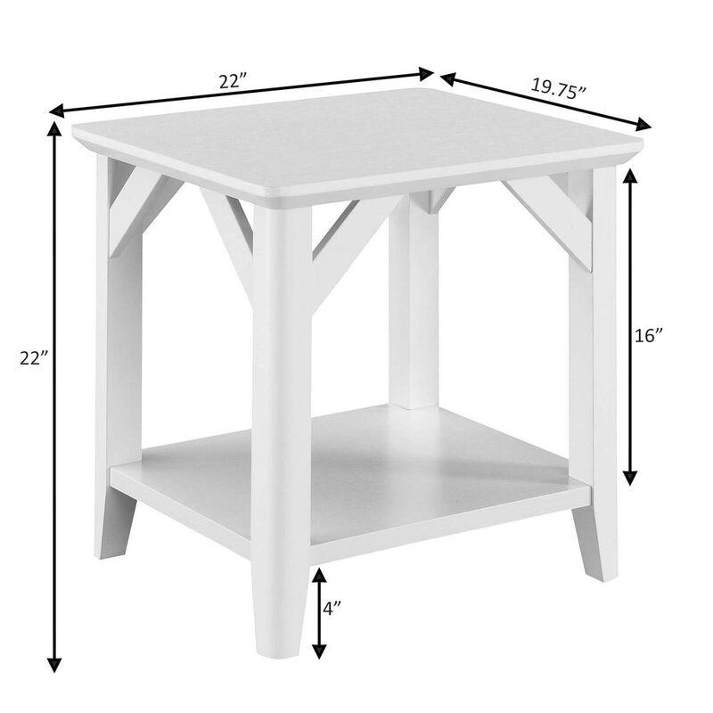 Convenience Concepts Winston End Table with Shelf, White