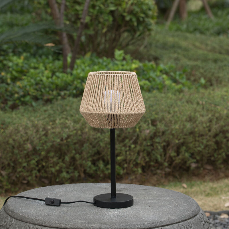 Creative Paper Rope Lamp with Plug in Cord On/Off Switch for Bedroom, Living, Playroom and Entryway, Natural