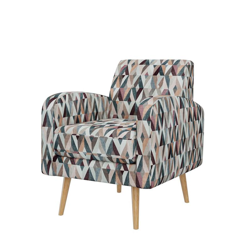 HL Home Furnishings Mid-Century Modern Armchair in Multi-Color Red and Tan Prism