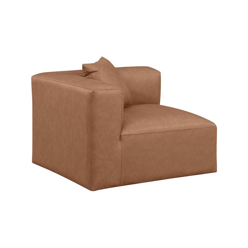 Meridian Furniture Cube Brown Vegan Leather Corner Chair