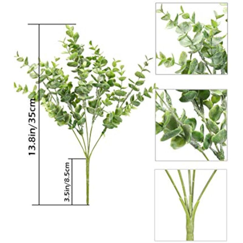 4 Piece Silver Artificial Eucalyptus Flower Stems Wedding Centerpiece Decor image number 3