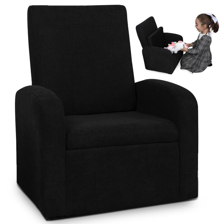 Upholstered Kids Recliner Chair with Built-In Side Storage