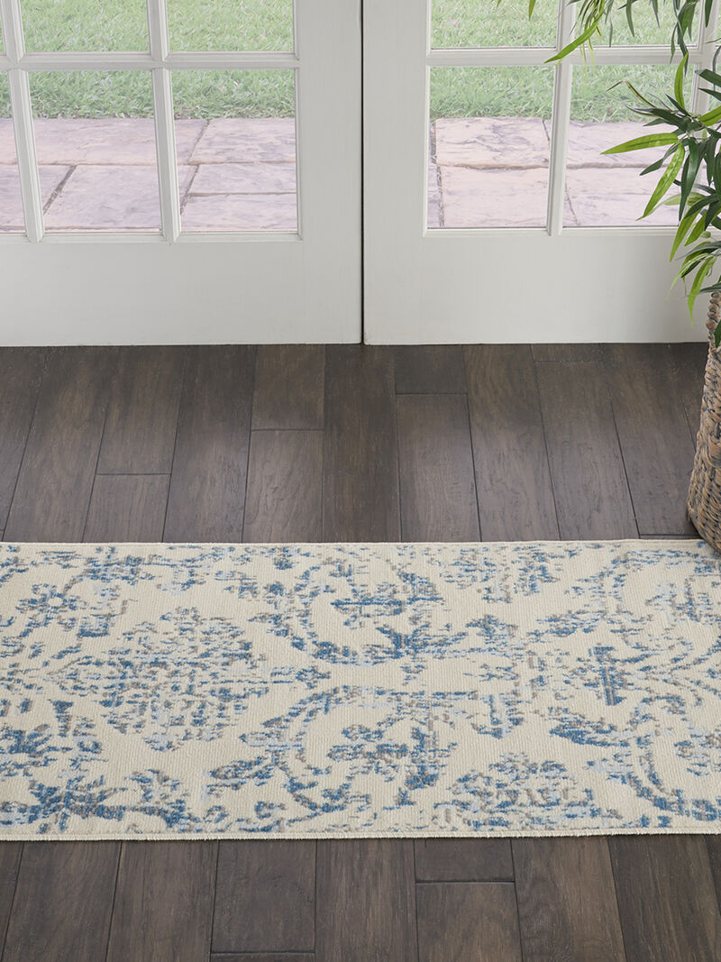 Jubilant JUB09 Ivory/Blue 2'3" x 7'3" Rug