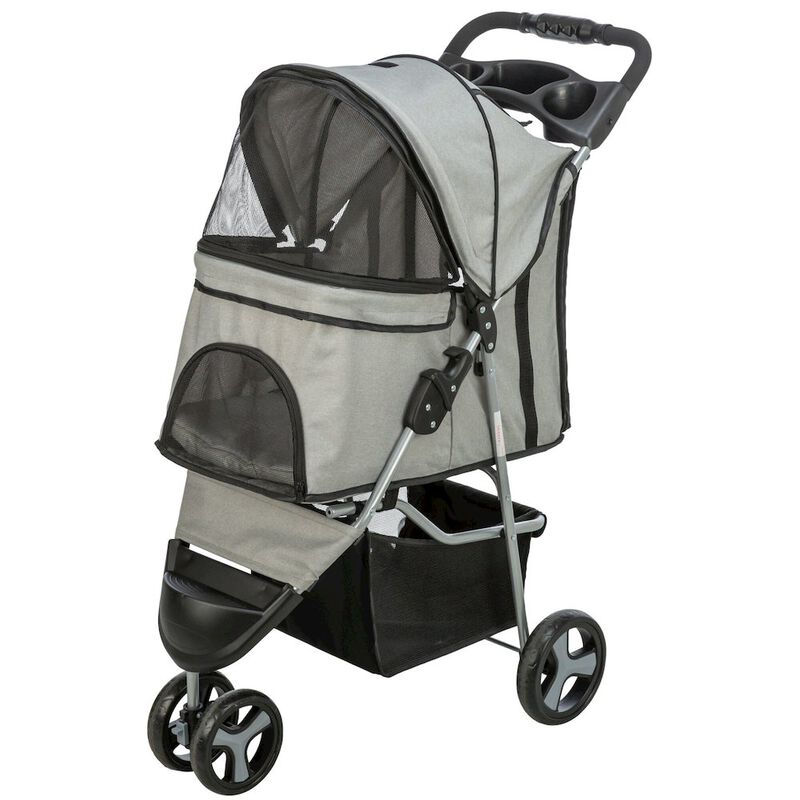 TRIXIE 3-Wheeled Foldable Dog & Cat Stroller with Canopy and Storage Compartments image number 0