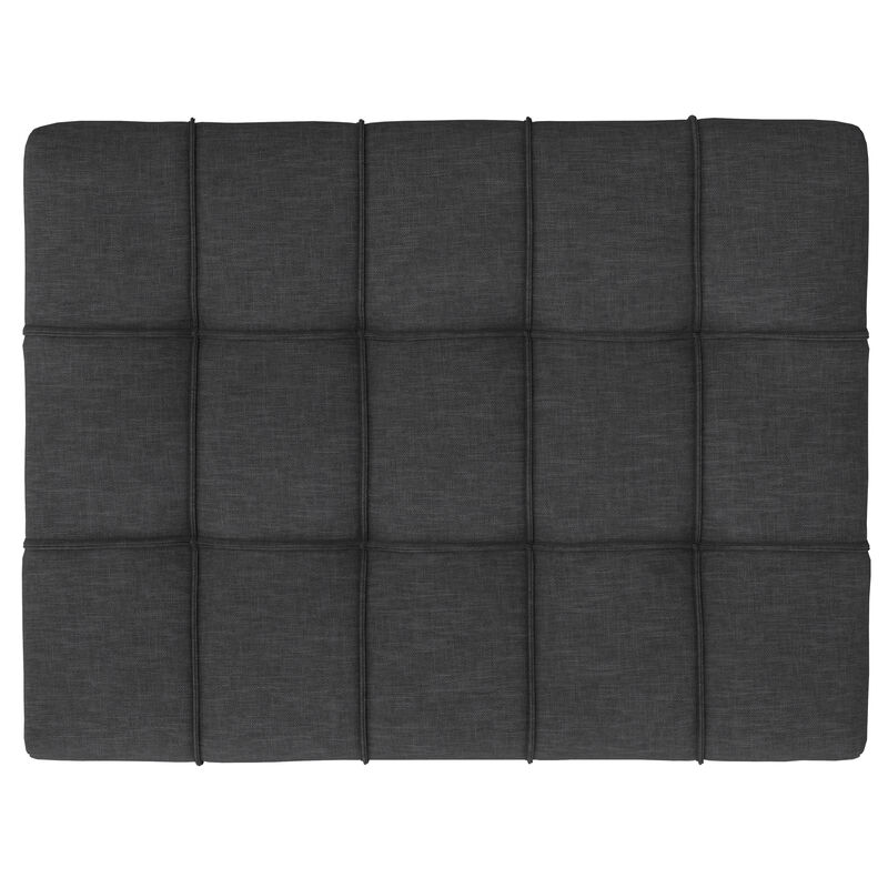 Mariah 34 inch Wide Contemporary Rectangle Coffee Table Storage Ottoman in Slate Grey  Polyester Linen, Assembled