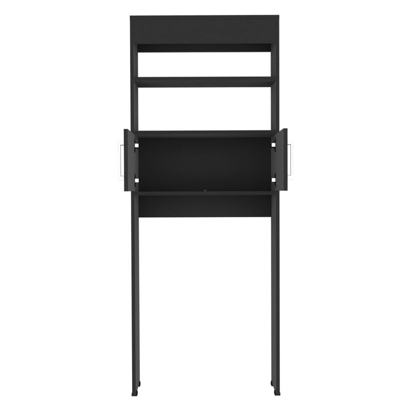 DEPOT E-SHOP Atlas Over The Toilet Cabinet, Two Shelves, Double Door, Black