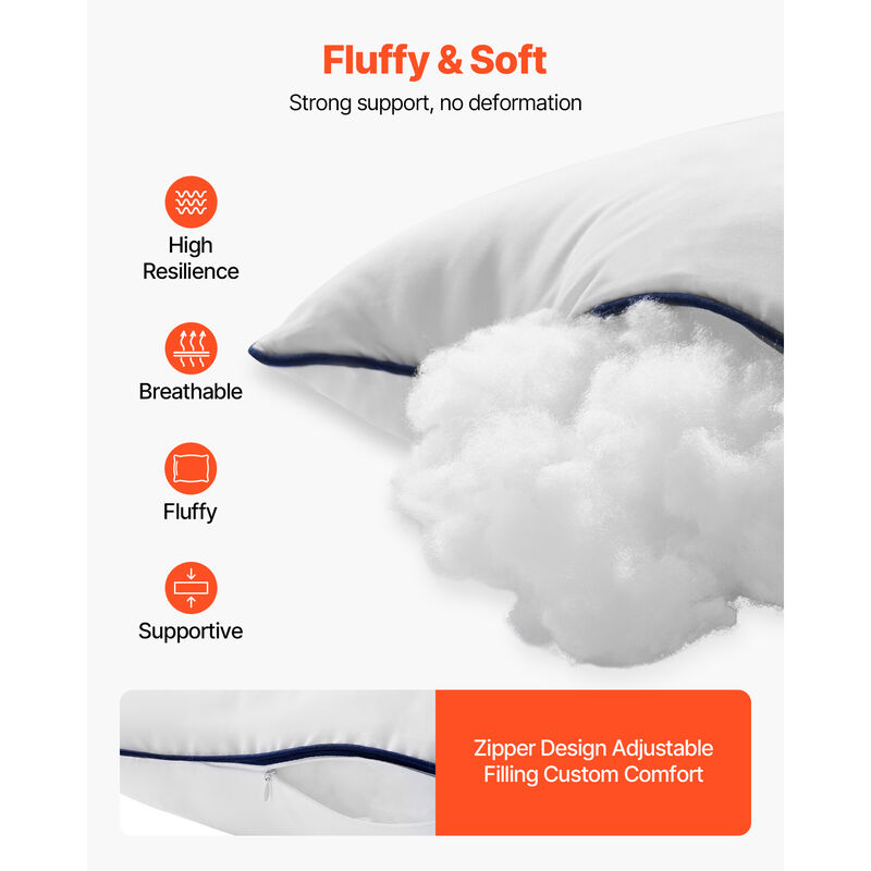 20 x 20 in Throw Pillow Inserts Pack of 2 White Down Alternative Pillows Square image number 1