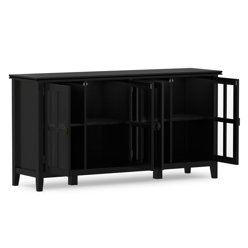Artisan SOLID WOOD 66 inch Wide Contemporary Wide 4 Door Storage Cabinet in Black image number 4
