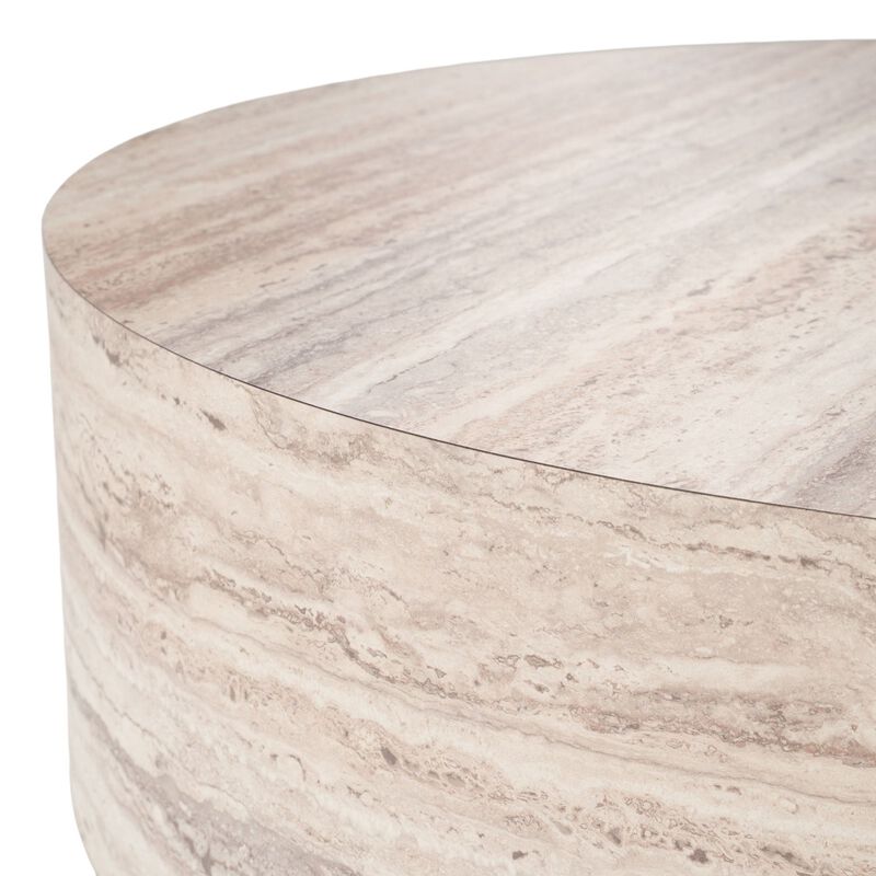 Round Travertine-Inspired Coffee Table | Oroa Modern Roma image number 3